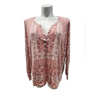Great Northwest Clothing Company Size 2X Red Patterned Blouse